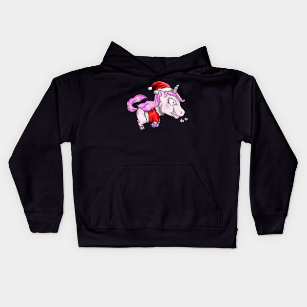 Angry Christmas Unicorn Xmas Funny Christmas Kids Hoodie by TheTeeBee